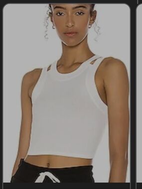 NWOT H:ours White Ribbed Cutout Crop Tank Top Revolve Cropoed Top Summer Basics